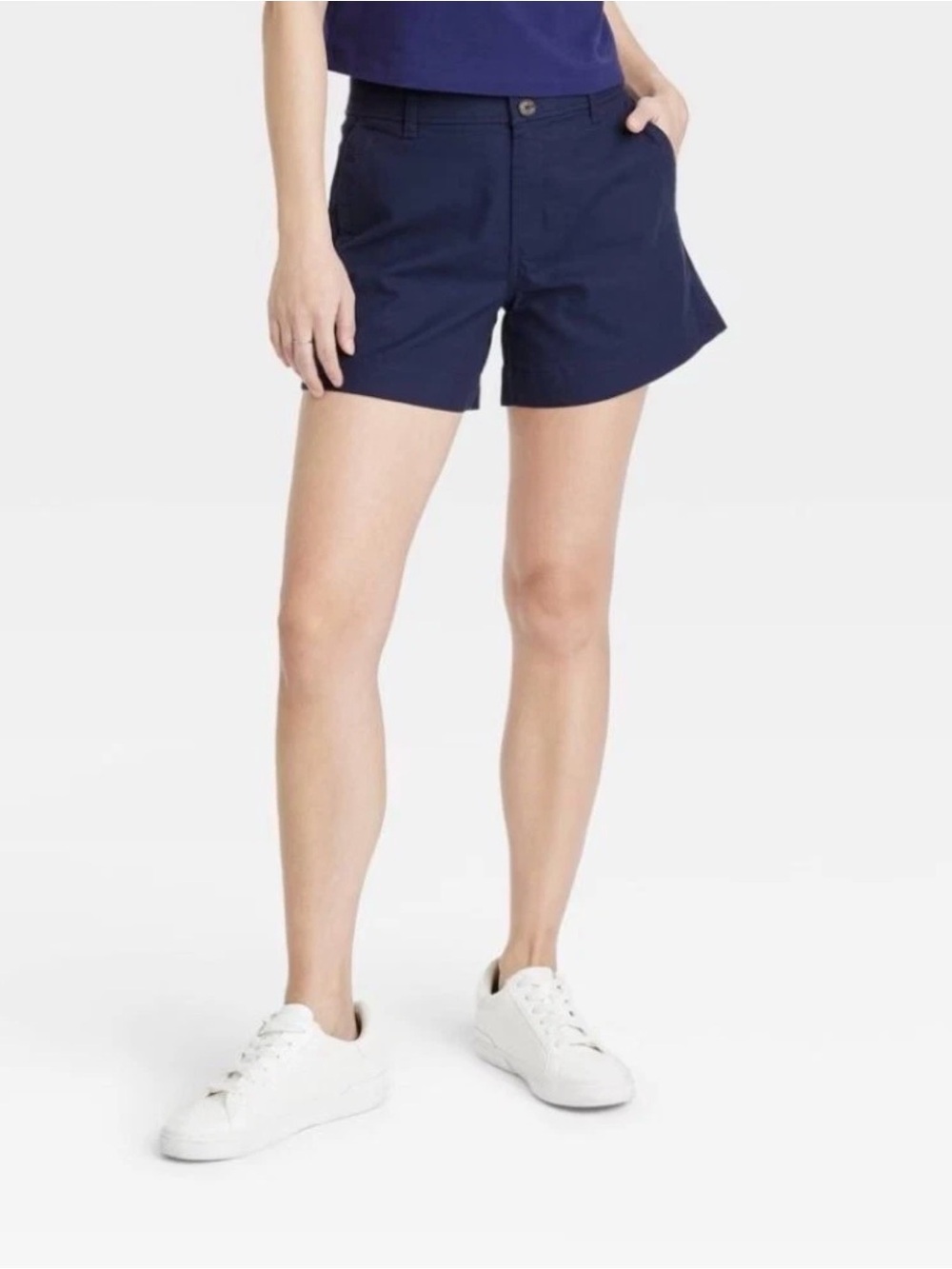 NWT | Sz 12 | A New Day Women's High-Rise Everyday Chino Shorts Navy Blue